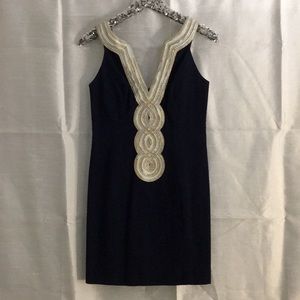 Lilly Pulitzer Dark Navy Dress with Metallic Trim